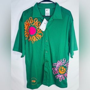 NEW Mens Nike Uphoria Mesh Button Up Short Sleeve | Green Small